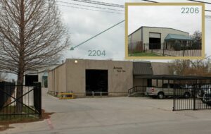 a building with a parking lot